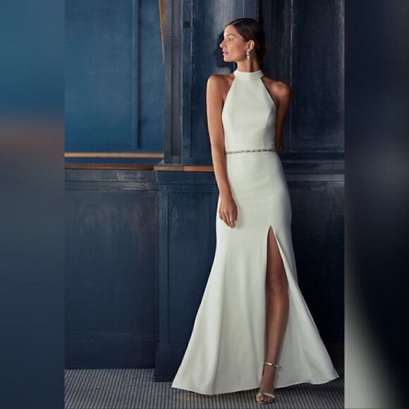 BHLDN MONTREAL CREPE HIGH NECK DRESS HALTER GOWN - Picture 5 of 6